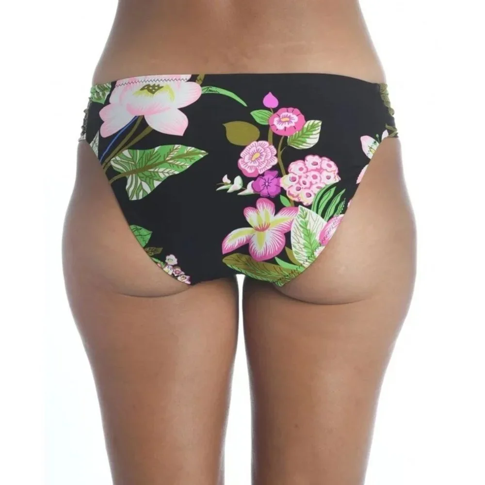 Trina Turk Moonlit Lotus Bandeau Top & Shirred Bottom Swimsuit Bikini Set - Picture 5 of 8